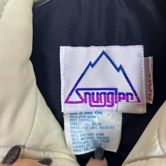 Vtg Snuggler Women's S Down Puffer Ski Vest Black Purple Colorblock Retro 80's - Picture 10 of 14